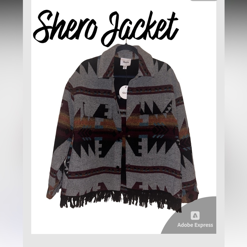 Shero Aztec Pattern‎ Fringe Jacket- NWT